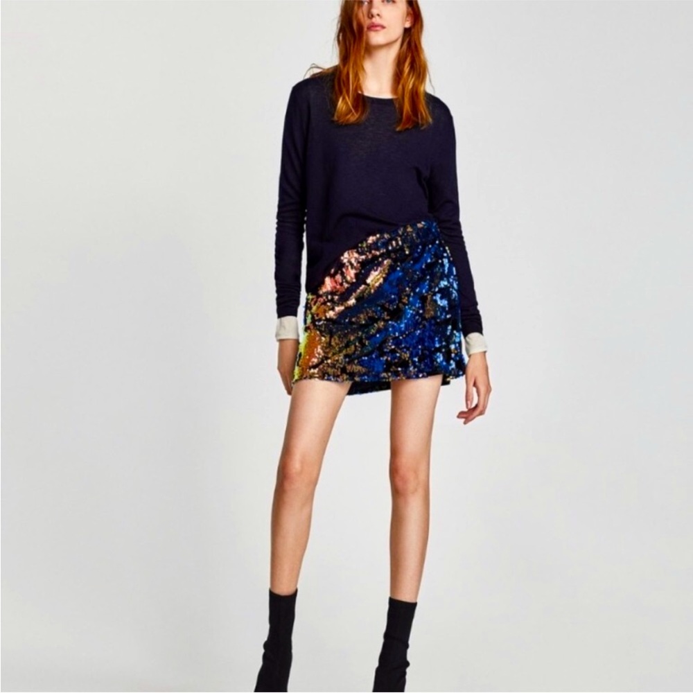 Zara Multicolor Sequin Mini Skirt - Picture 9 of 16